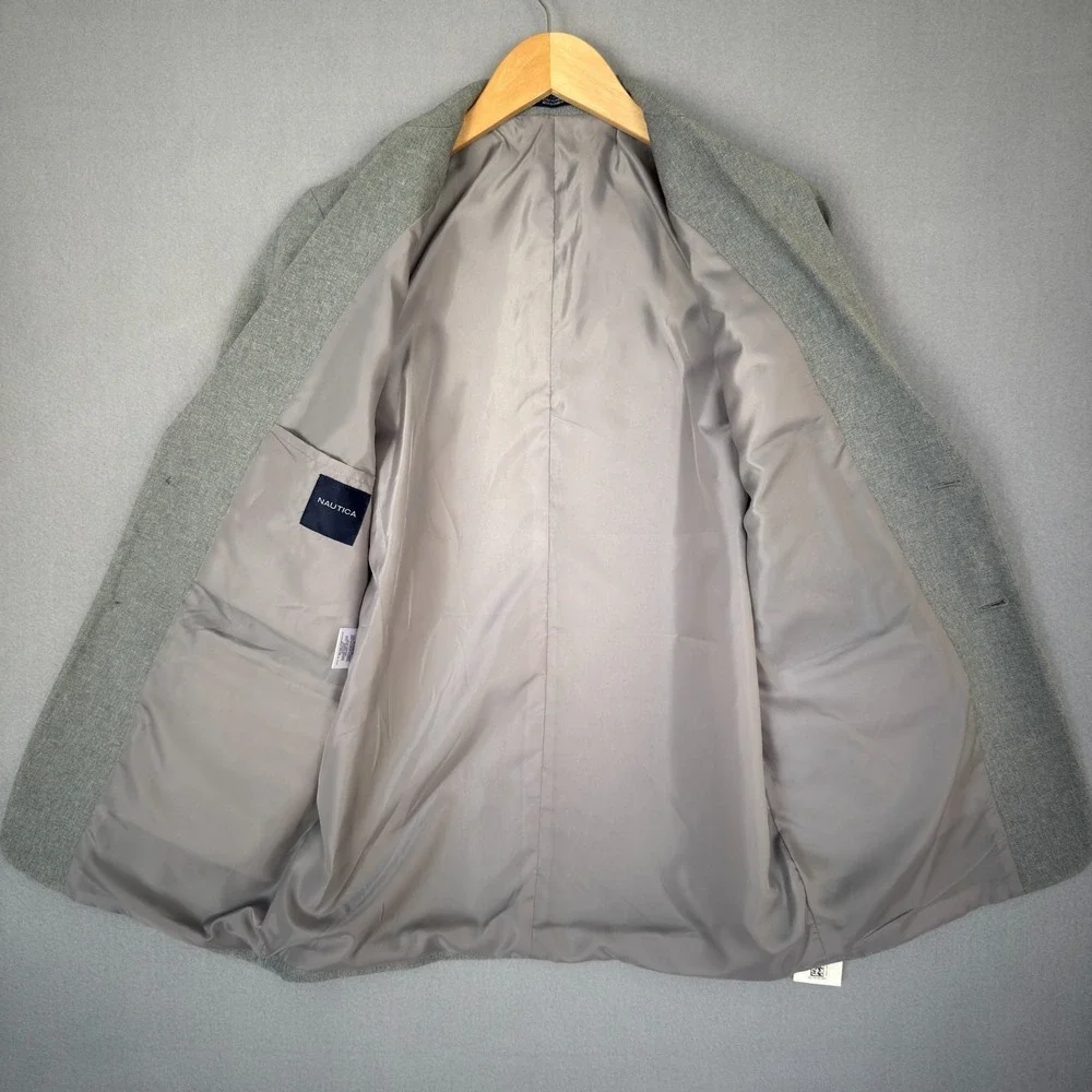 Nautica Boys Youth Blazer Jacket Gray Size 18R 2 Button Lightweight Lined NWOT